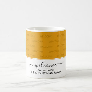 Elegant Yellow WELCOME TO OUR HOME Guest Coffee Mug