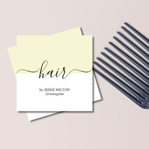 Elegant Yellow White Hairdresser Square Business Card