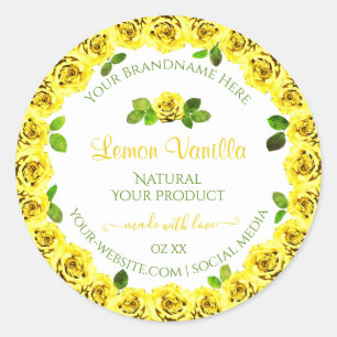 Elegant Yellow White Product Labels Blooming Roses