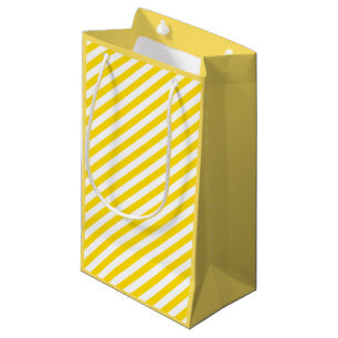 Elegant Yellow White Striped Chic Template Modern Small Gift Bag