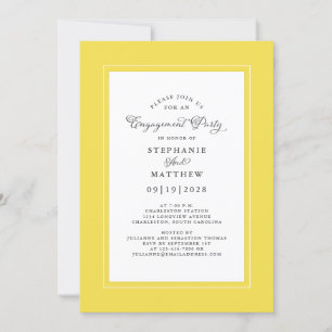 Elegant Yellow & White Wedding Engagement Party Invitation