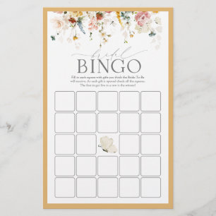 Elegant Yellow Wildflower Bridal Bingo Game
