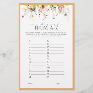 Elegant Yellow Wildflower Bridal Shower Game