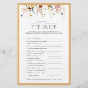 Elegant Yellow Wildflower Bridal Shower Game