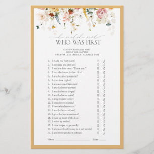 Elegant Yellow Wildflower Bridal Shower Game