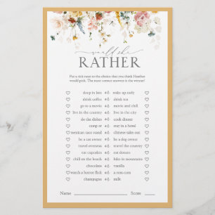 Elegant Yellow Wildflower Bridal Shower Game