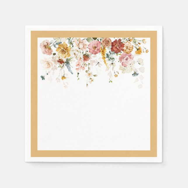 Elegant Yellow Wildflower Bridal Shower Napkins (Front)