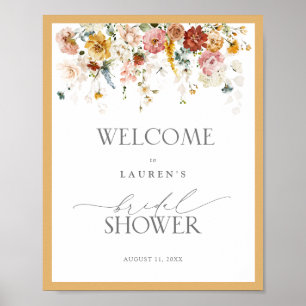 Elegant Yellow Wildflower Bridal Shower Welcome Poster