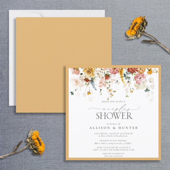 Elegant Yellow Wildflower Floral Couples Shower Invitation (Creator Uploaded)