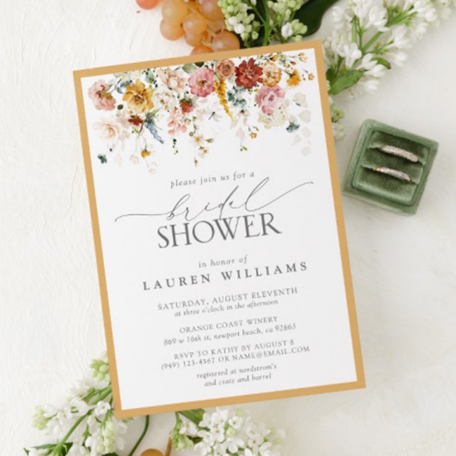 Elegant Yellow Wildflower Watercolor Bridal Shower Invitation (Creator Uploaded)
