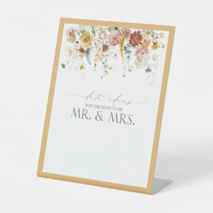 Elegant Yellow Wildflower Watercolor Date Ideas Pedestal Sign