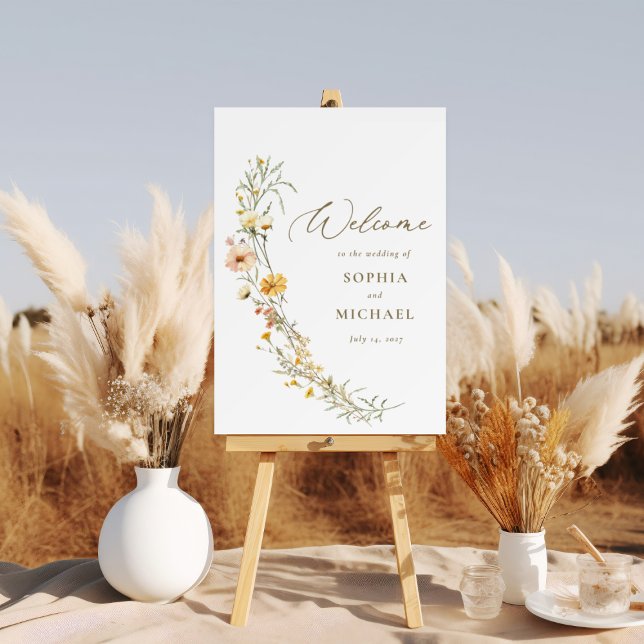 Elegant Yellow Wildflowers Wedding Welcome Poster (Creator Uploaded)