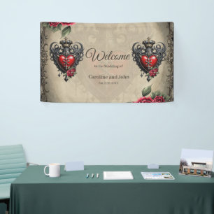 Elegant yet mystical gothic heart banner