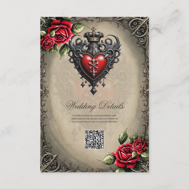 Elegant yet mystical gothic heart  enclosure card (Front)