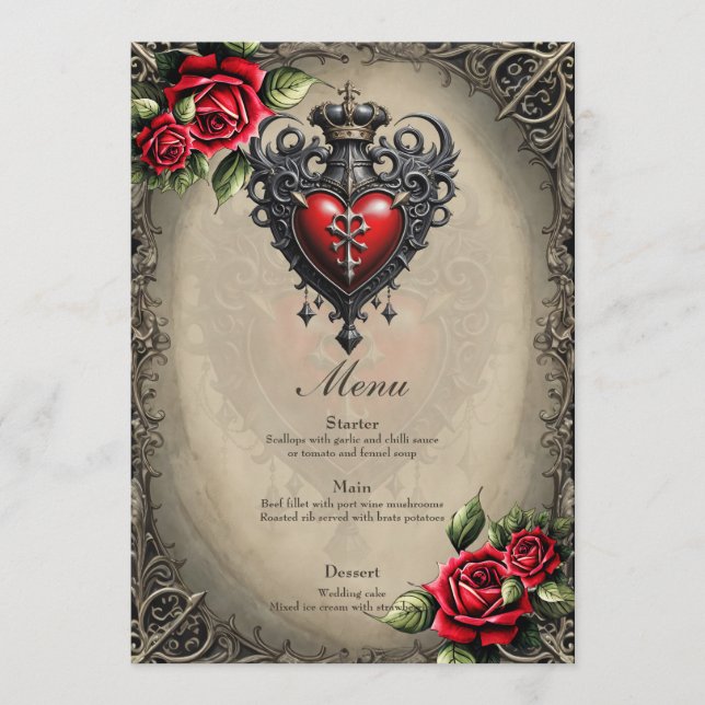 Elegant yet mystical gothic heart  menu (Front)