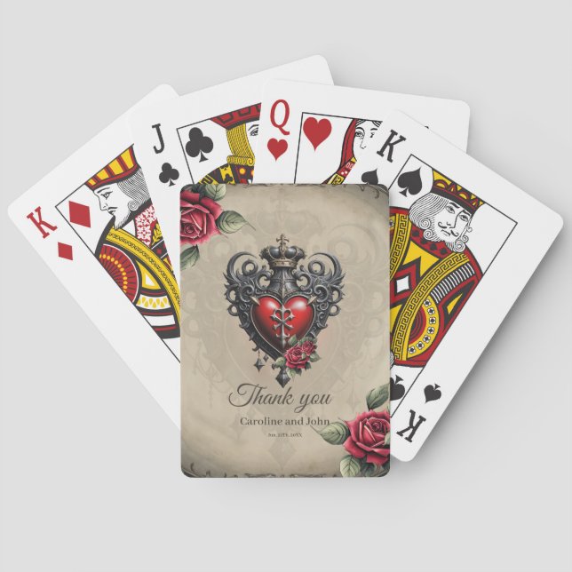 Elegant yet mystical gothic heart  playing cards (Back)