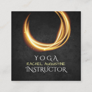 Elegant YOGA Black & Gold ZEN Symbol Glowing Light Square Business Card
