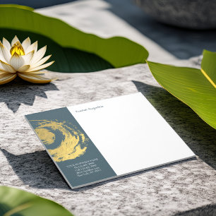 Elegant YOGA Blue & Gold ZEN Symbol Brushstrokes Notepad