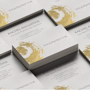 Elegant YOGA Gold Foil Brushstrokes ZEN Symbol Business Card