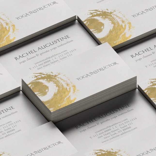 Elegant YOGA Gold Foil Brushstrokes ZEN Symbol Business Card (Creator Uploaded)