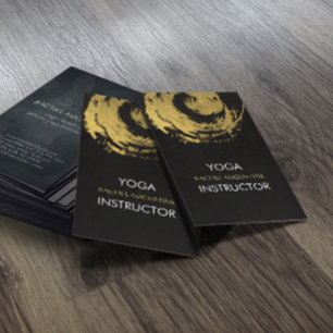 Elegant YOGA Gold Foil Brushstrokes ZEN Symbol Business Card