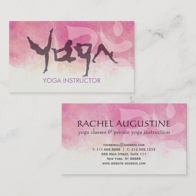 Elegant YOGA Human Alphabet Letters Om Symbol Business Card (Front/Back)