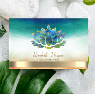 Elegant Yoga Instructor Blue Lotus Business Card