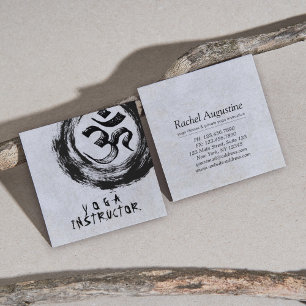 Elegant YOGA Instructor Calligraphy ZEN OM Symbol Square Business Card