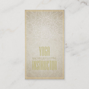 Elegant YOGA Instructor Floral Mandala & OM Symbol Business Card