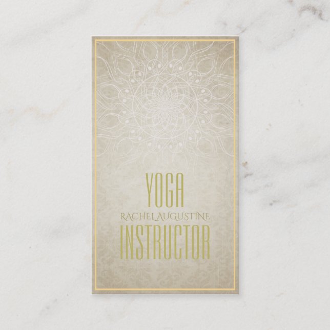Elegant YOGA Instructor Floral Mandala & OM Symbol Business Card (Front)
