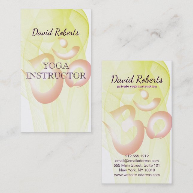 Elegant Yoga Instructor Om Symbol Business Card (Front/Back)