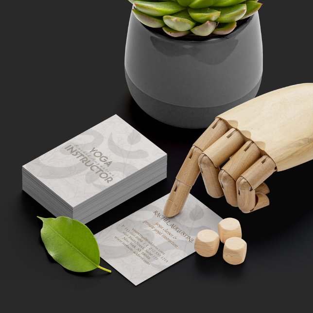 Elegant Yoga Instructor Om Symbol White Floral Business Card (Creator Uploaded)