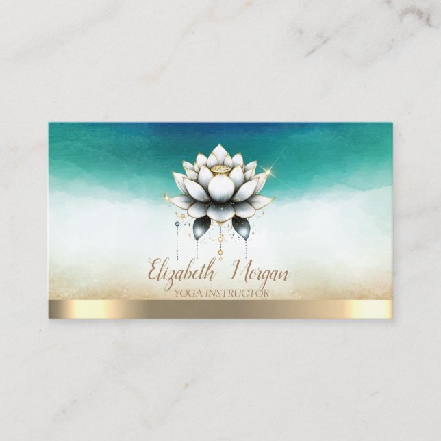 Elegant Yoga Instructor Stylish Lotus  Business Card (Front)
