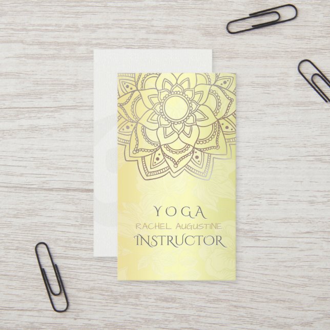 Elegant YOGA Meditation Instructor Mandala Floral Business Card (Front/Back In Situ)