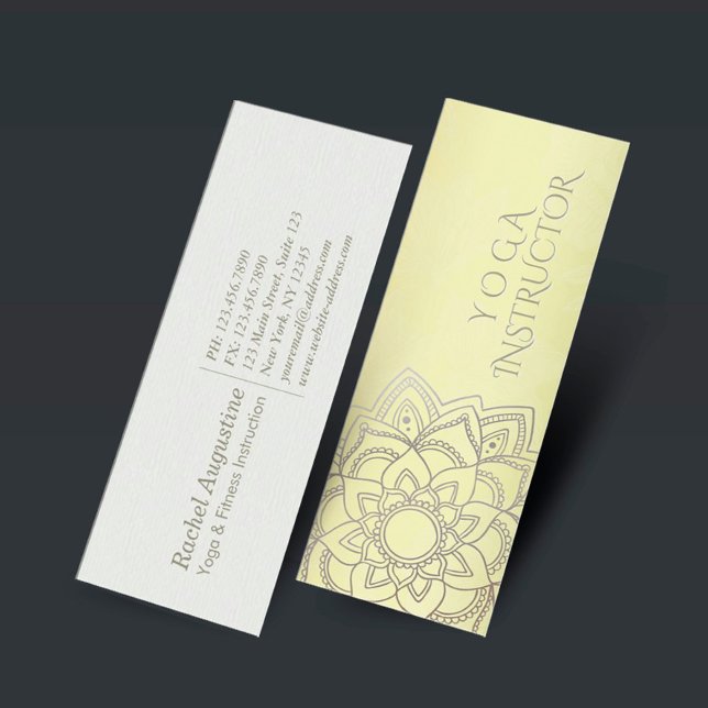 Elegant YOGA Meditation Instructor Mandala Floral Mini Business Card (Creator Uploaded)