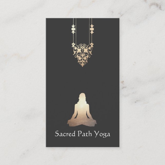 Elegant Yoga Meditation Pose Business Card (Front)