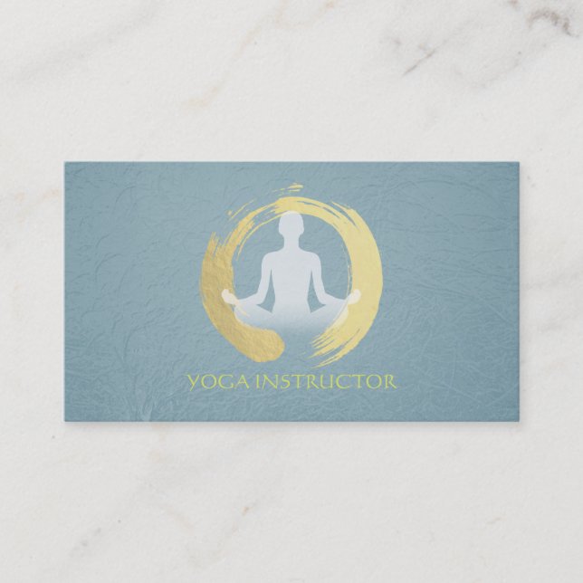 Elegant Yoga Meditation Pose Gold Foil ZEN Symbol Business Card (Front)