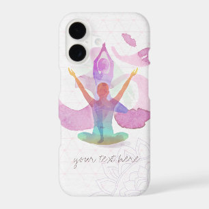Elegant Yoga Meditation Pose Om Symbol Watercolor