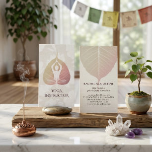 Elegant Yoga Meditation Posture with Bodhi Leaf Business Card