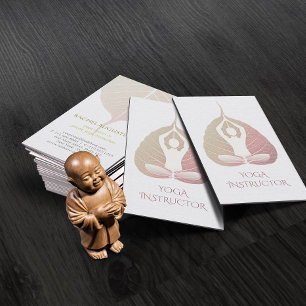 Elegant Yoga Meditation Posture with Bodhi Leaf Business Card