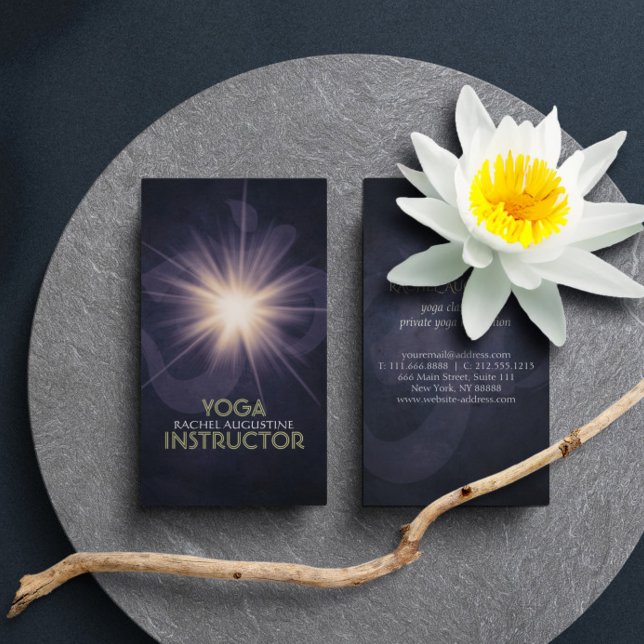 Elegant Yoga OM Symbol and Pure Light Dark Grunge Business Card (Creator Uploaded)
