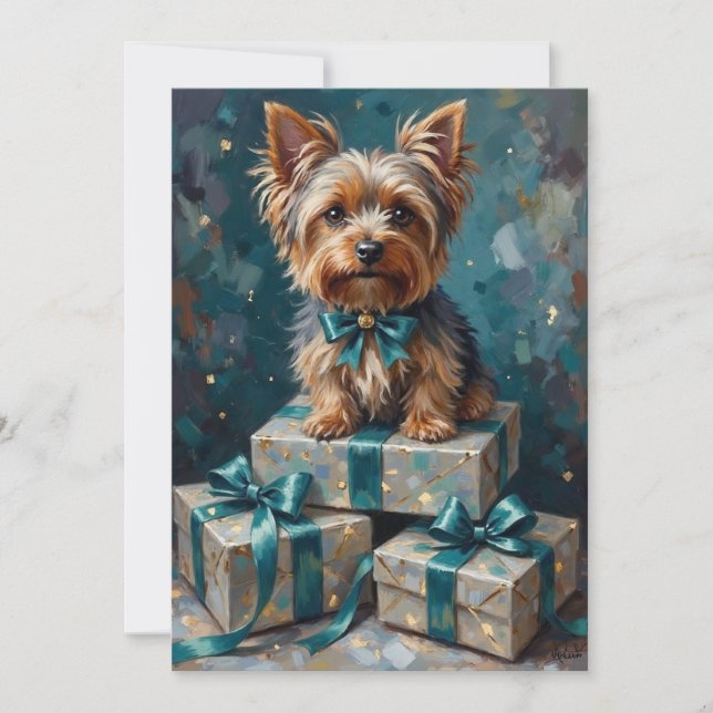 Elegant Yorkshire Terrier Dog Holiday Gift Stack (Front)