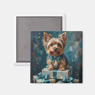 Elegant Yorkshire Terrier Dog Holiday Gift Stack Magnet
