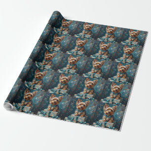 Elegant Yorkshire Terrier Dog Holiday Gift Stack Wrapping Paper