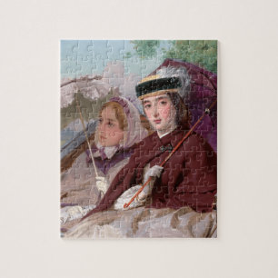 Elegant Young Ladies Riding in a Carriage Jigsaw Puzzle