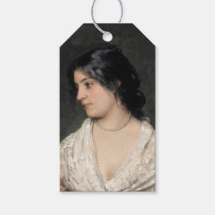 Elegant Young Lady with a Pearl Necklace Gift Tags