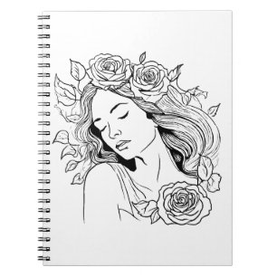 Elegant young lady woman abstract notebook