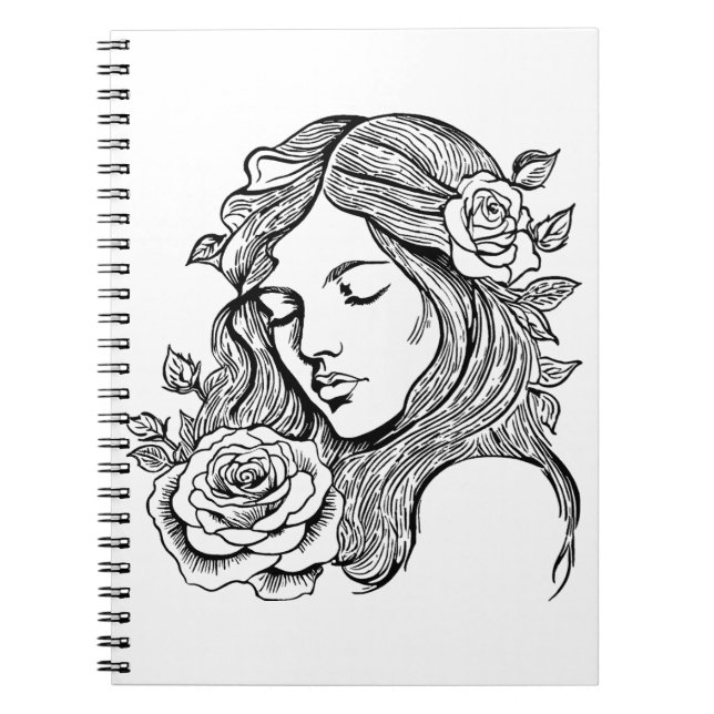 Elegant young lady woman abstract notebook  (Front)