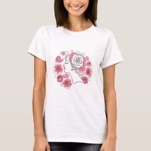 Elegant young lady woman abstract pink tshirt