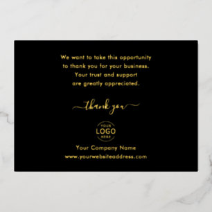 Elegant Your Own Logo Business Thank You  Foil Holiday Card